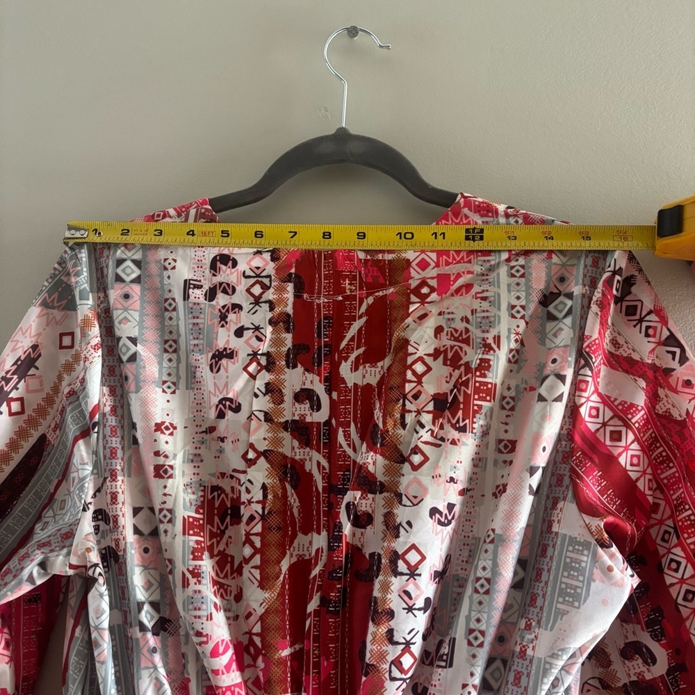 Boho V-Neck Maxi Dress in Pink and Red - Picture 8 of 9